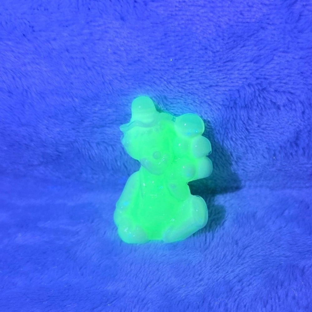 Vintage Mosser Glass PeeWee Clown "Y" Figurine UV Reactive 365nm Original Box